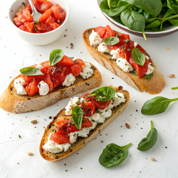 Rustic Crusty Bruschetta with Concasse Tomatoes: A Mediterranean Delight, Perfect for Summer        