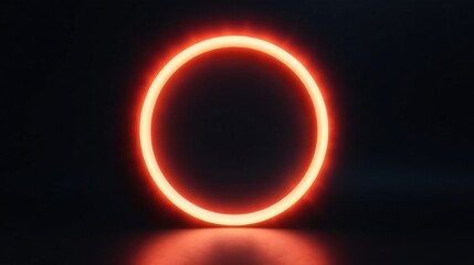 Glowing Circular Light Frame in Dark Setting, Perfect for Modern Design or Abstract Art Projects
