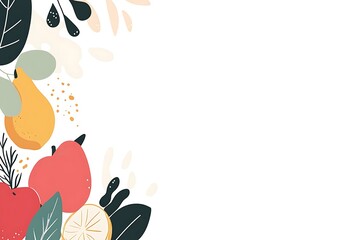 Obraz premium Abstract Fruit and Leaf Pattern on a Cream Background
