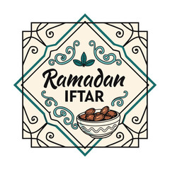 Ramadan Iftar Vector Style Illustration