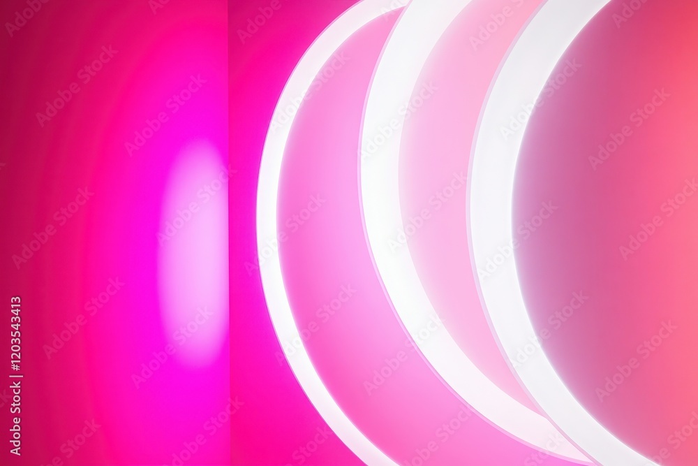 Poster illuminated curves create a vibrant display of pink light in a creative art installation at dusk in 