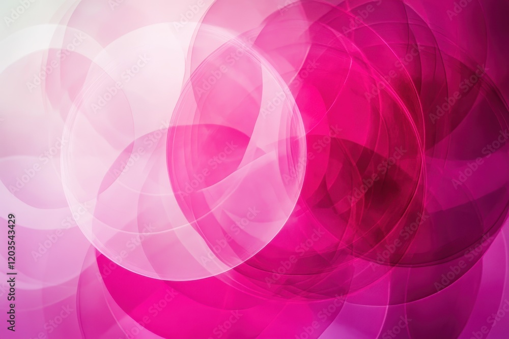 Poster vibrant circular patterns in hues of pink and light creating a dynamic visual experience in a contem