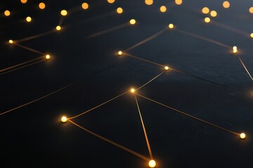 Connecting bright dots creates an intricate pattern on a dark surface, hinting at a galaxy of potential and imagination. Generative AI