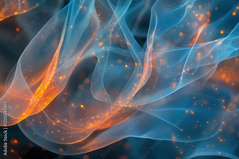 Poster dancing flames of vibrant blue and orange light swirl in a mesmerizing display of color and movement