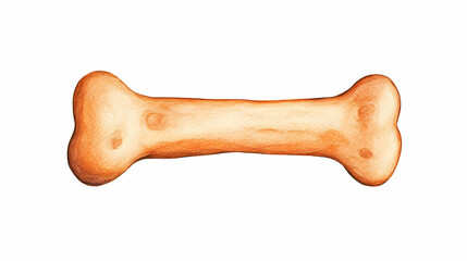Watercolor illustration of dog bone treat, isolated on white background, perfect for pet product packaging