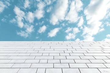 White Brick Wall Against a Clear Blue Sky