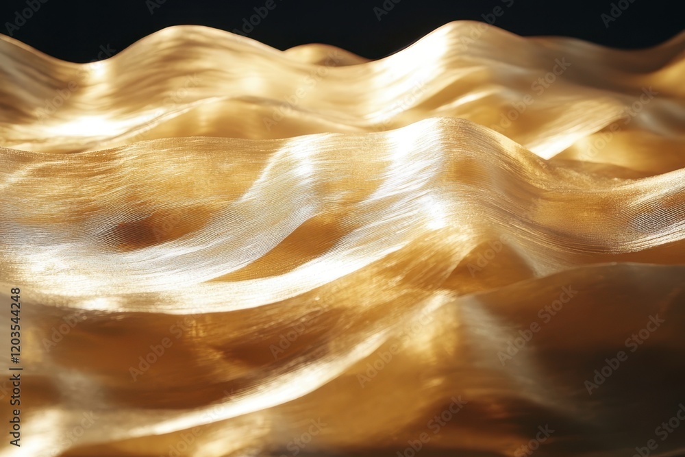 Poster golden waves of light dance across a textured surface, creating a mesmerizing visual symphony in sof