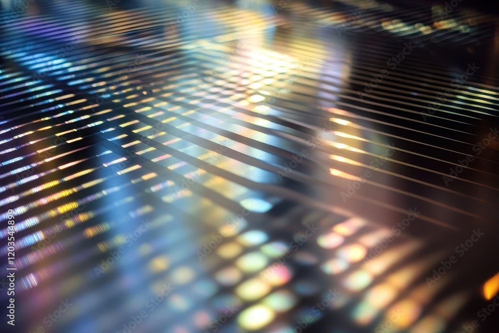 Poster vibrant reflections dance on a surface illuminated by colorful lights in a lively urban setting at d