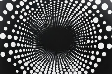 Journey through a mesmerizing tunnel of white dots against a deep black backdrop inviting the imagination to explore. Generative AI