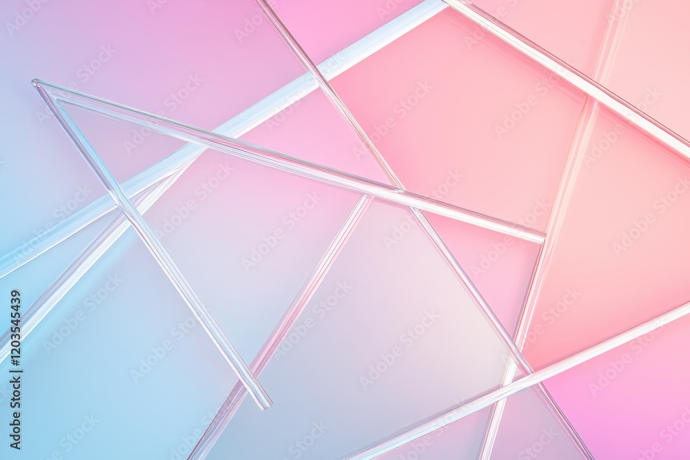 Poster vibrant geometric shapes intersecting in soft pastel hues create an abstract visual delight. generat