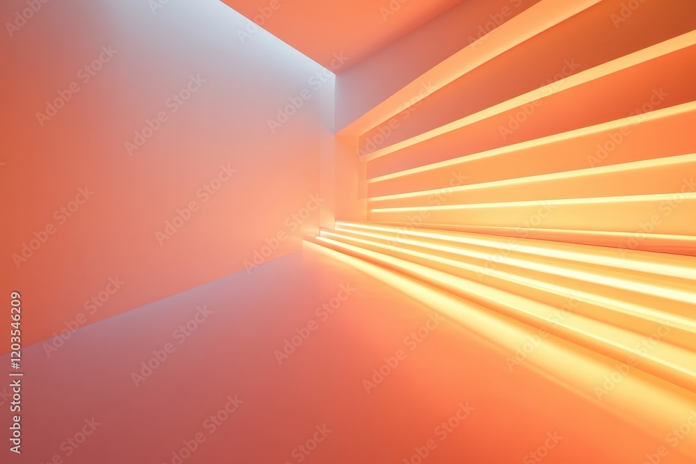 Poster illuminated abstract space with warm glowing lines and soft pastel tones inviting contemplation and 