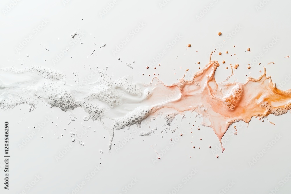 Poster colorful splashes of liquid create an artistic abstract design on a white backdrop. generative ai
