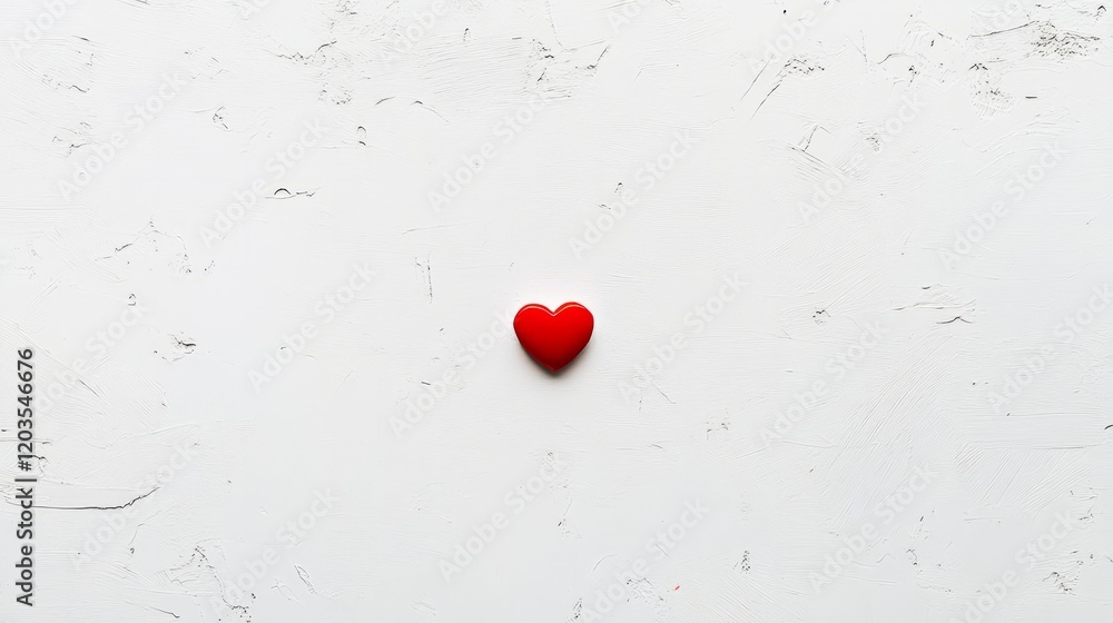 Poster simple white background with a small red heart at the bottom center