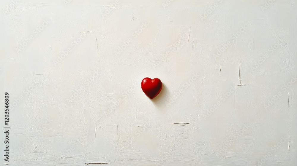 Poster simple white background with a small red heart at the bottom center