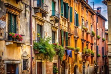 Fototapeta premium Ancient Padua Street Facades, Italy: Historic Architecture and Charming Old Town