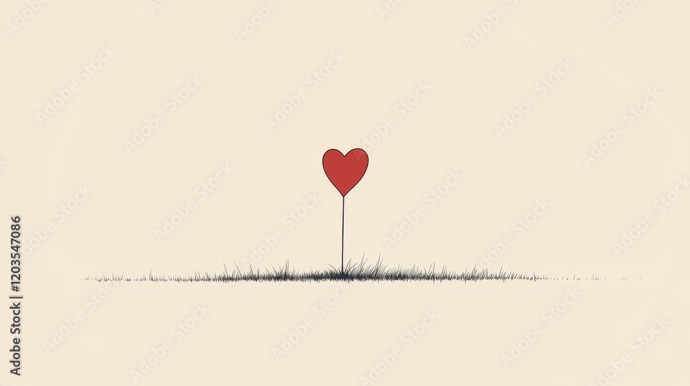 Poster simple white background with a small red heart at the bottom center