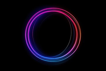 Vibrant neon circle glowing in circular motion against a dark background creates a mesmerizing visual experience. Generative AI