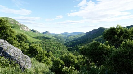 Obraz premium Serene Mountain Valley Landscape