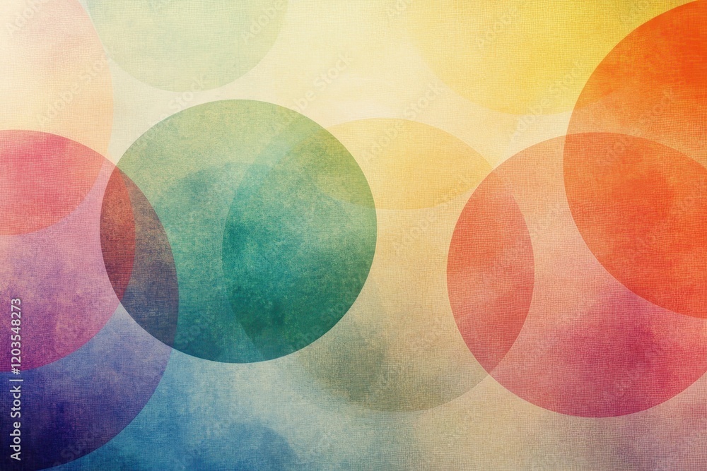 Poster colorful abstract circles blend harmoniously against a soft textured background to create a lively a