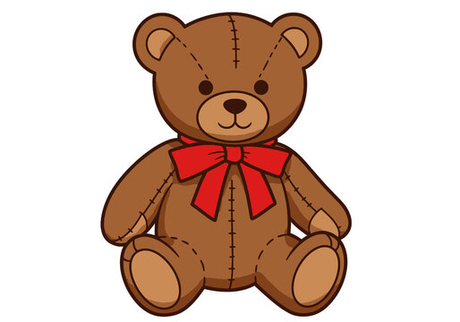 recommend clip art: Brown Teddy Bear Clip Art. Brown teddy bear with red bow. Vector illustration design.
