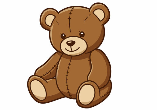 recommend clip art: Clip Art of Teddy Bear. Cute brown teddy bear sitting with stitched details. Vector illustration design.