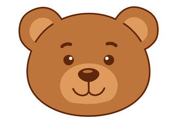 Teddy Bear Face Clip Art. Cute brown teddy bear face with a smiling expression. Vector illustration design.