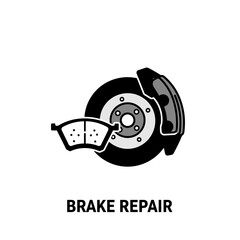 Brake Repair Icon: A simple yet informative illustration depicting brake disc and brake pads, clearly indicating the need for brake repair or maintenance.  
