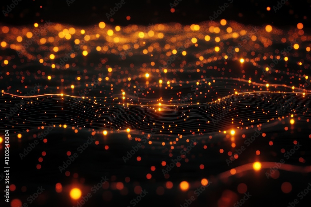 Poster glowing waves of light create an enchanting landscape filled with shimmer and movement during a magi