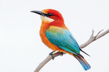 Fototapeta premium Vibrant Rainbow Bird on Branch