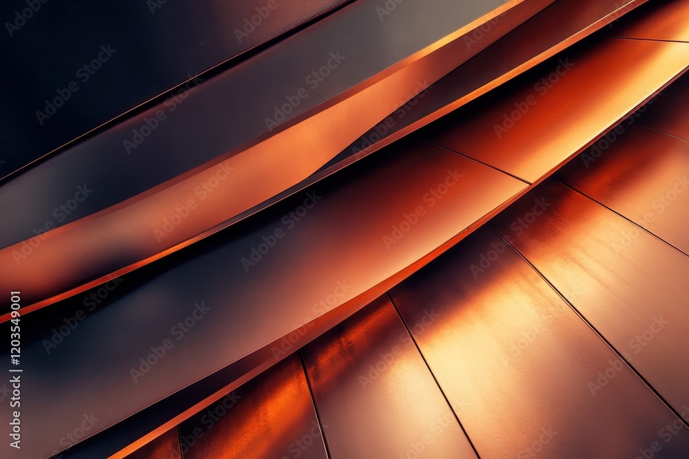 Poster layers of gleaming metal create a stunning interplay of light and shadow in an artistic workspace. g
