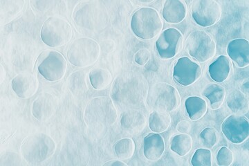 Bubbles floating in a crystal-clear blue liquid create an ethereal underwater ambiance in a serene atmosphere. Generative AI