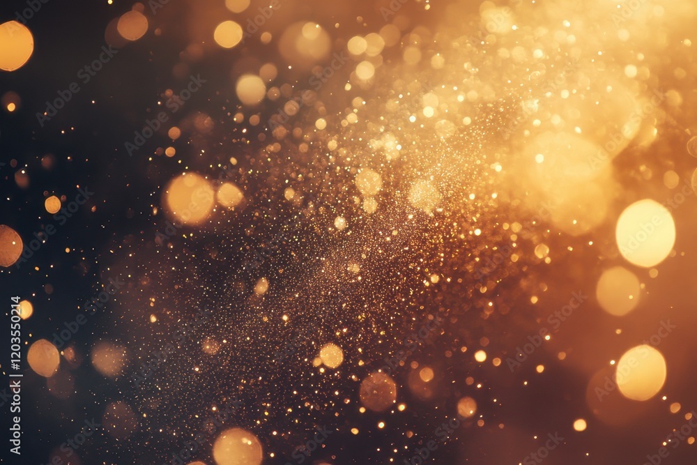Poster golden sparkles and shimmering dust fill the air creating a magical atmosphere during an evening cel