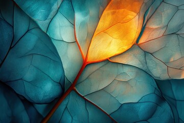 Nature's vibrant tapestry revealed through illuminated leaves in a serene botanical landscape during golden hour. Generative AI