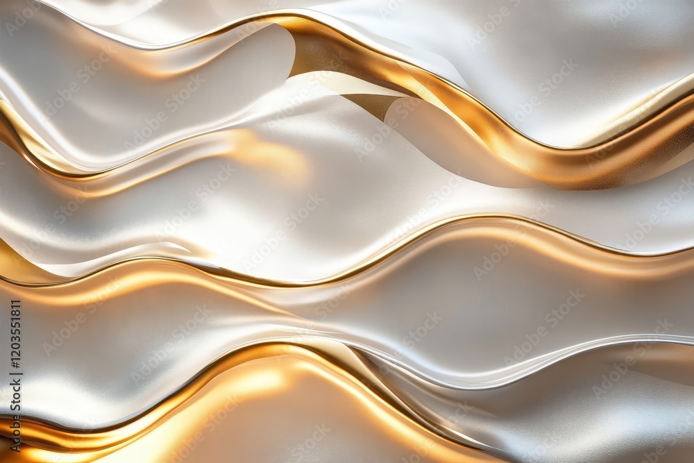 Poster flowing silk and shimmering gold create an elegant texture with a fluid movement in contemporary des