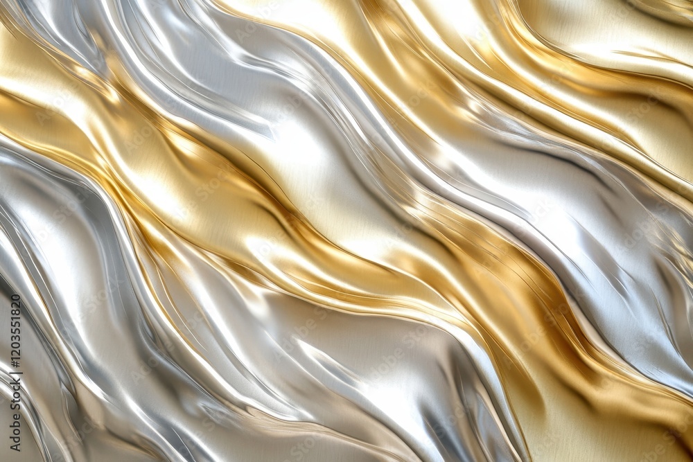 Poster shimmering waves of silver and gold create a mesmerizing dance of light and texture in a unique arti