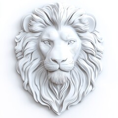 Obraz premium 3D sculpted lion head, decorative art, wall decor, home decor, possible use as a stock photo