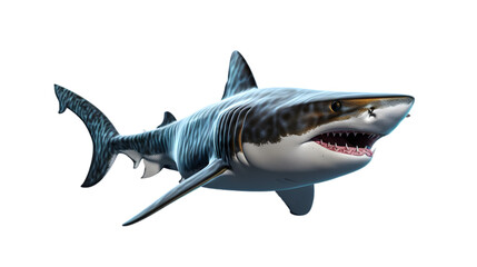 Fototapeta premium Realistic Great White Shark Illustration Isolated on White Background