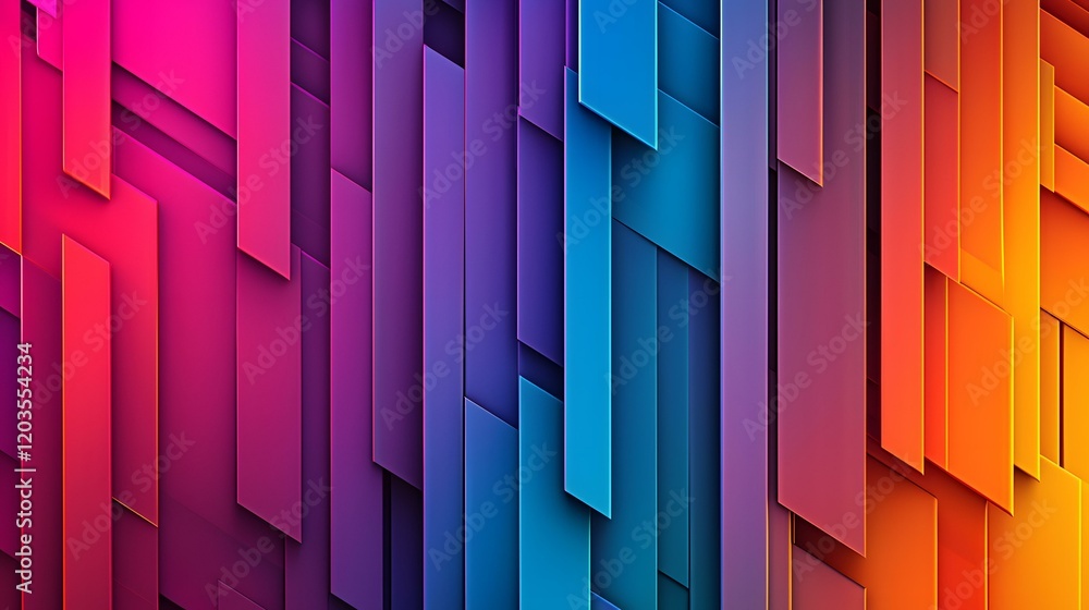 Aufkleber the image is an abstract composition of overlapping, brightly colored rectangular shapes in shades o