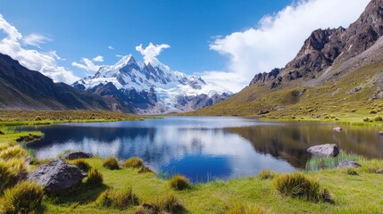 Scenic Andean Lake with Mountain Reflection