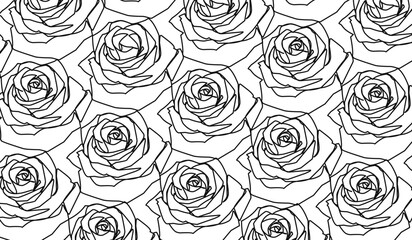 Luxury golden rose flower line art background vector. Natural botanical elegant flower with line art. Design illustration for decoration, wall decor, wallpaper, cover, banner, poster, card.