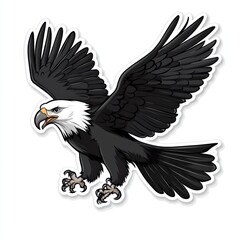 Fototapeta premium Cartoon eagle in flight, isolated, nature illustration for educational materials