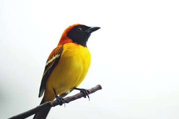 Fototapeta premium Vibrant Yellow Bird on Branch