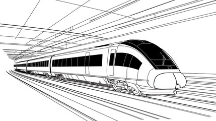 A train is traveling down the tracks. generated using AI