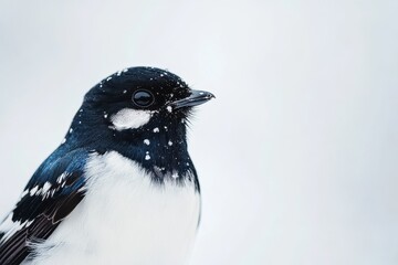 Obraz premium Snowy day for a dapper bird.