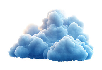 Blue cloud icon on high fidelity digital clean design creative concept isolated on transparent background png