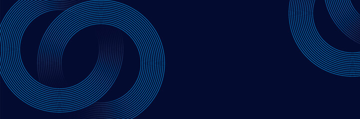 Abstract blue glowing geometric lines on dark blue background. Modern shiny blue circle lines pattern. Futuristic technology concept.