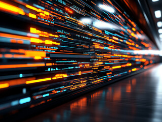 Futuristic Digital Data Streams in Motion