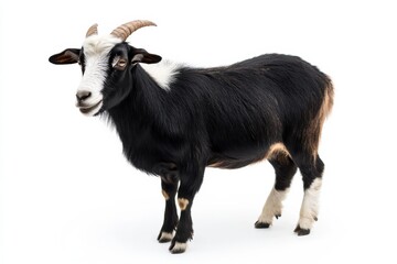 Fototapeta premium Black and white goat on white background