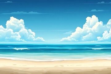 Obraz premium Serene Beach Scene Under a Majestic Sky