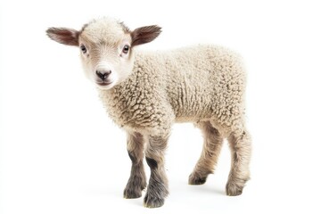 Obraz premium Adorable lamb standing on white background.